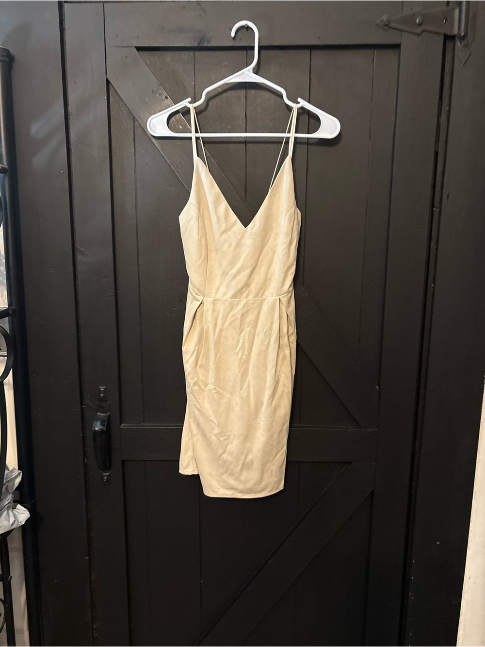 She + Sky Cream V-Neck Spaghetti Strap Mini Dress